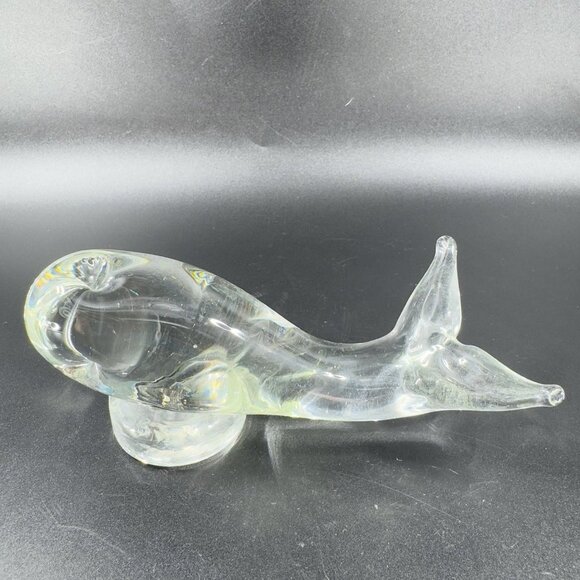 Vintage Venetian Hand Blown Clear Glass Whale Sculpture Figurine Decor Glass VTG - Picture 10 of 11